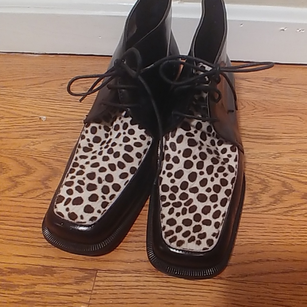 CasaNova leather booties/ leopard upper